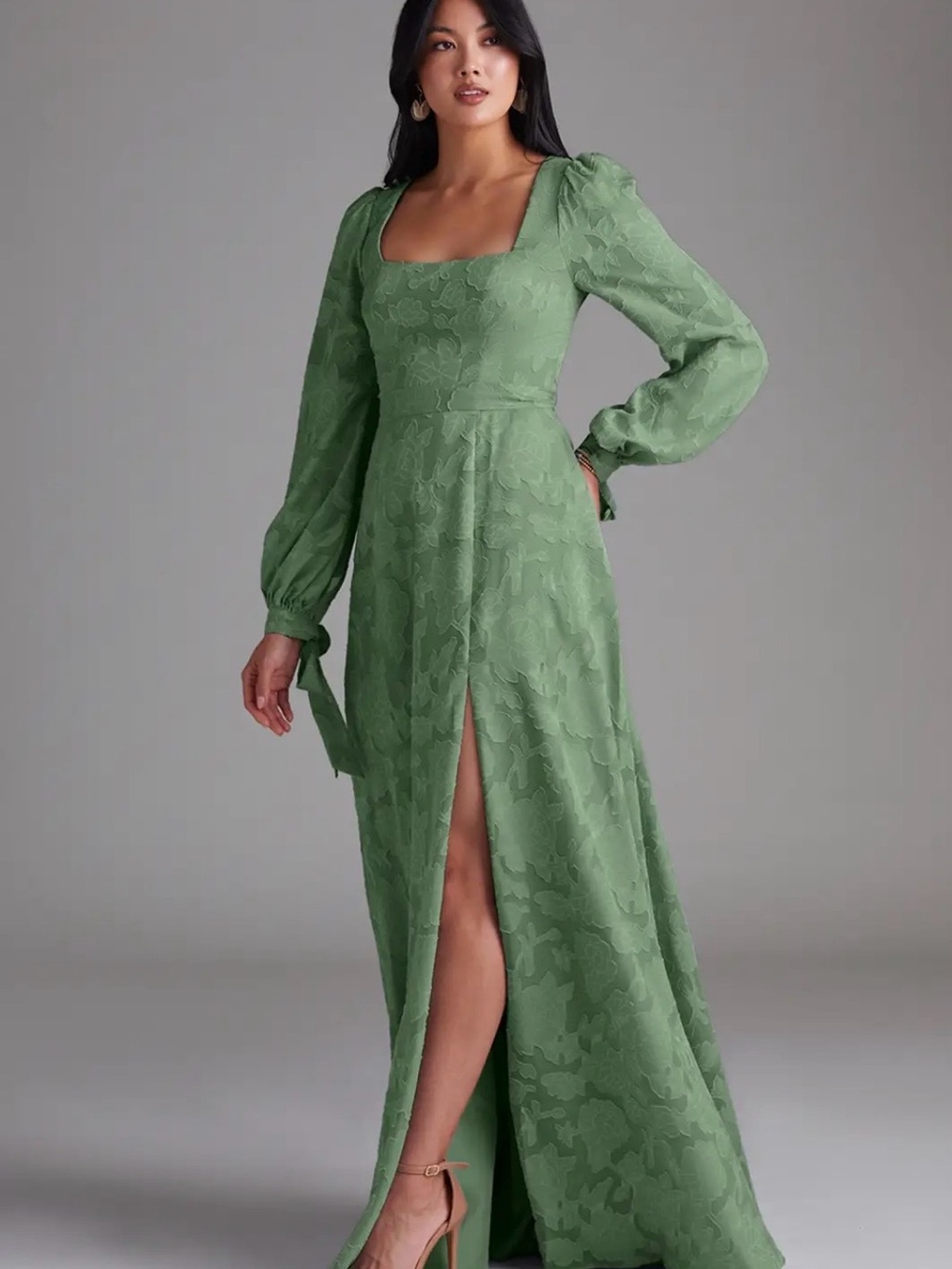 Azazie Leonia
Eucalyptus A-Line Long Sleeve Floral Burnout Dress - Picture 3 of 4